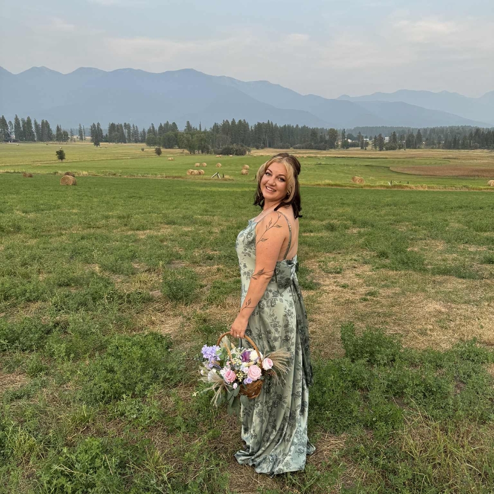 Sage Green Floral Satin Slip Dress